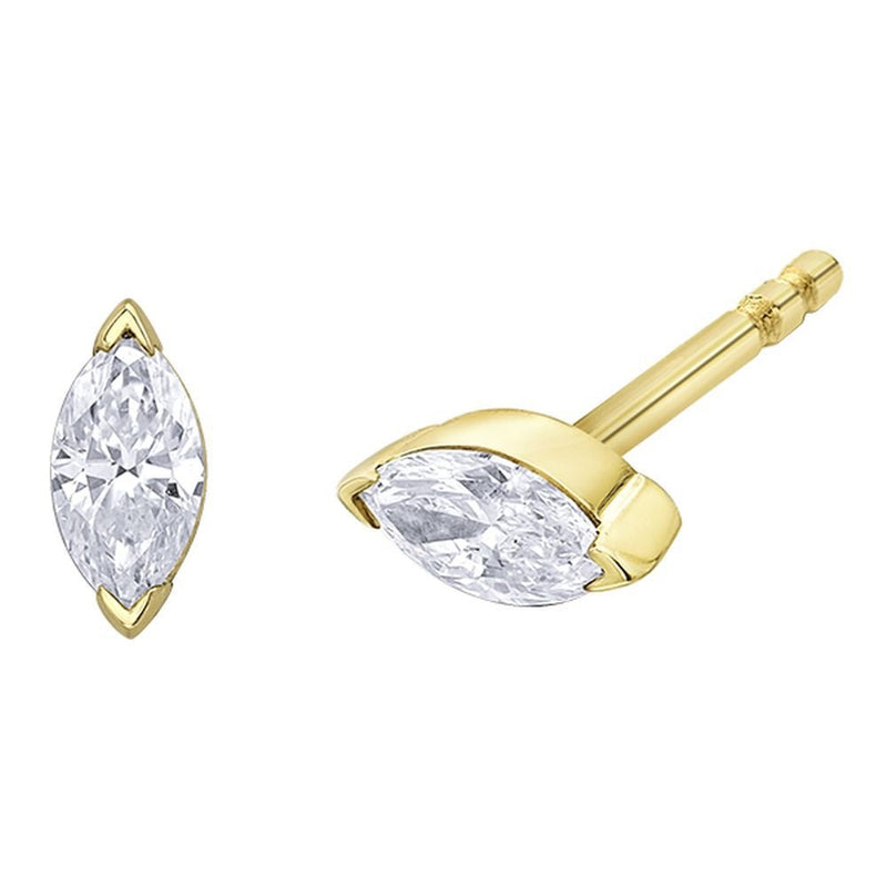 9ct Yellow Gold Marquise Cut Diamond Stud Earrings 0.20ct EJ4152 /8769150-E4606/20-10