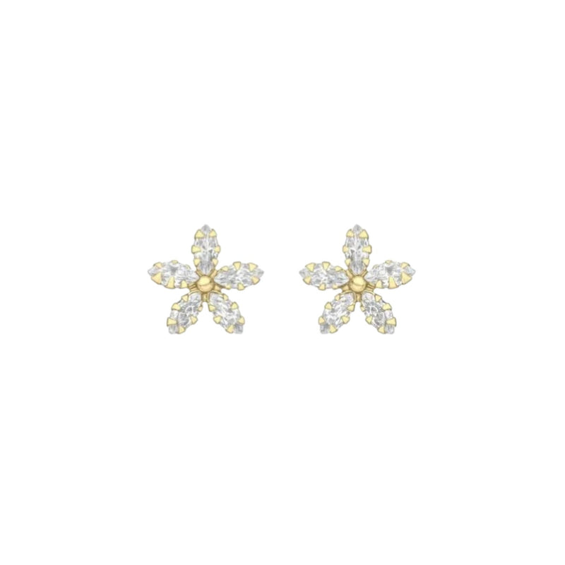 9ct Yellow Gold Marquise Flower Stud Earrings 1.58.9569