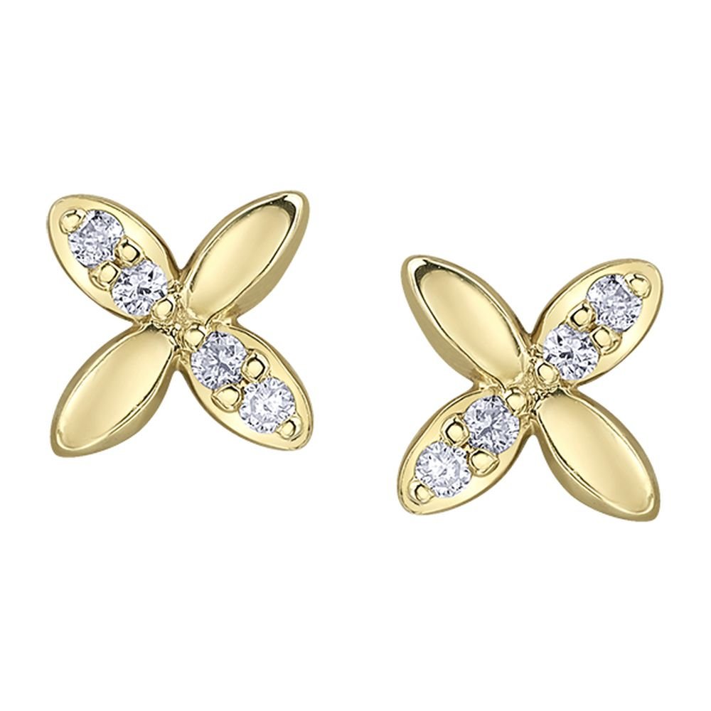 9ct Yellow Gold Petal Diamond Stud Earrings .06ct69807-E4611/06-10