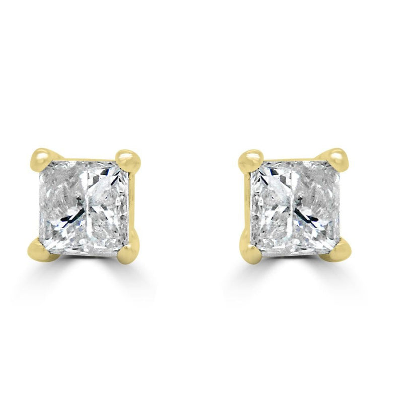 9ct Yellow Gold Princess Cut 0.48ct Diamond Gallery Stud EarringsWWW2017