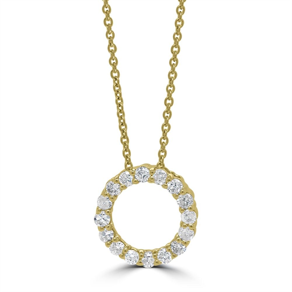 9ct Yellow Gold Round 0.50ct Diamond Circle Pendant