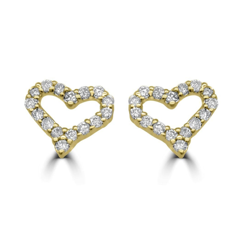 9ct Yellow Gold Round Brilliant Cut Diamond 0.35ct Heart Stud EarringsWWW2521