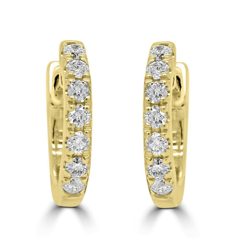 9ct Yellow Gold Round Brilliant Cut Diamond 0.36ct Huggie Hoop Stud EarringsWWW3523