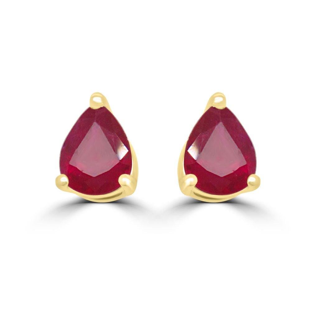 9ct Yellow Gold Ruby Pear Cut Cut 0.68ct Gallery Stud EarringsWWW1491