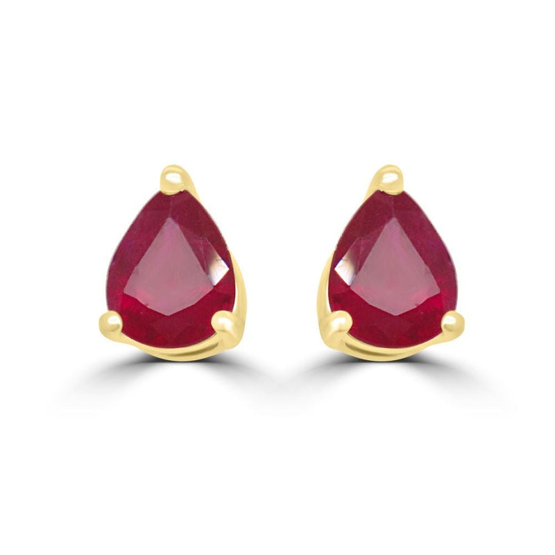 9ct Yellow Gold Ruby Pear Cut Cut 0.68ct Gallery Stud EarringsWWW1491