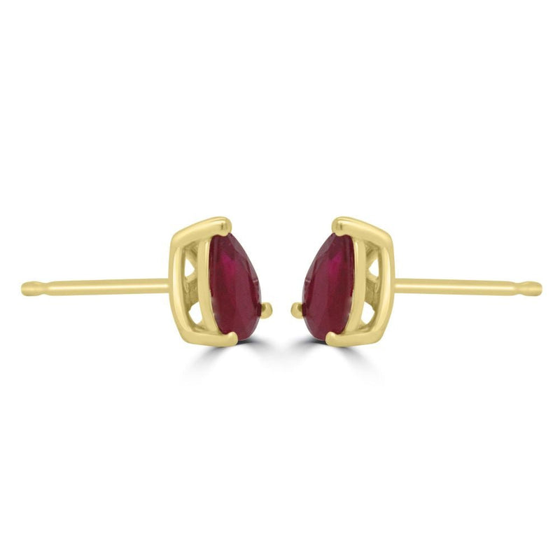 9ct Yellow Gold Ruby Pear Cut Cut 0.72ct Stud EarringsWWW2963