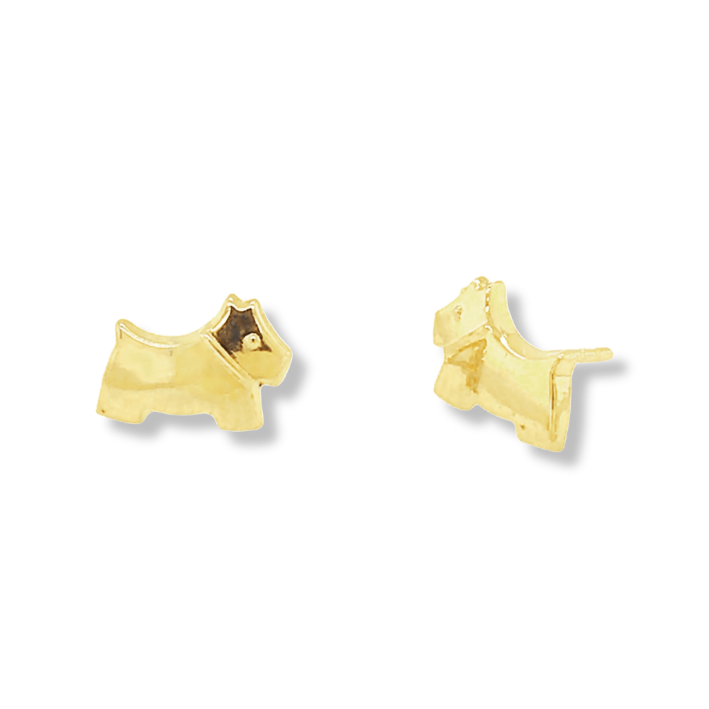 9ct Yellow Gold Scottie Dog Stud Earrings