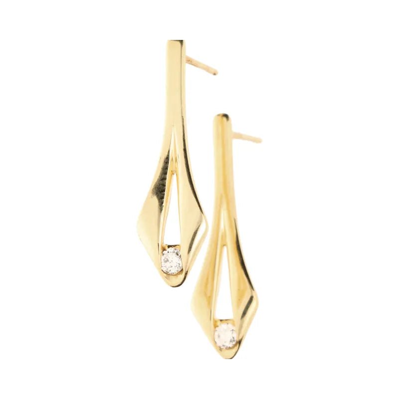 9ct Yellow Gold Single Stone Drop Earrings 0.12ct254234