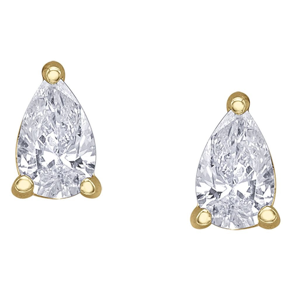 9ct Yellow Gold Slim Pear Diamond Stud Earrings .18ct69807-E4607/18-10