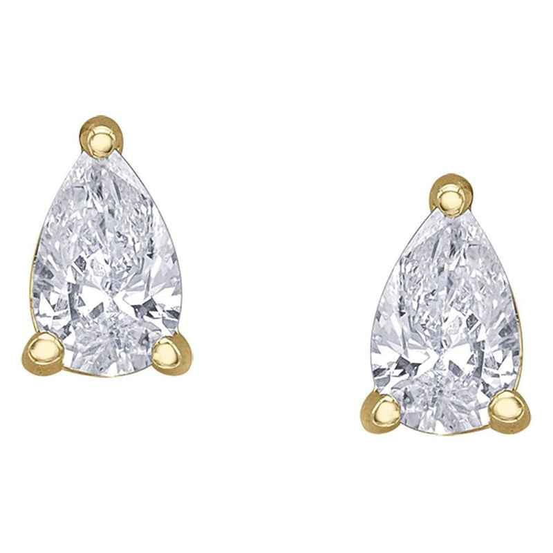 9ct Yellow Gold Slim Pear Diamond Stud Earrings .18ct69807-E4607/18-10
