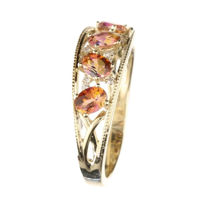9ct Yellow Gold Sunrise Topaz & Diamond Ring274814
