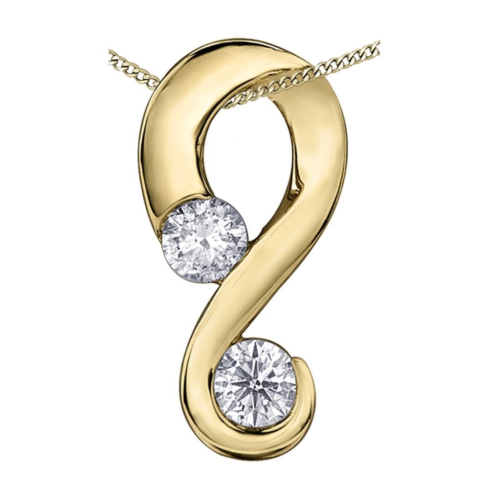 9ct Yellow Gold Swirl Double Diamond Pendant .20ct69807-LT27176/20C-10