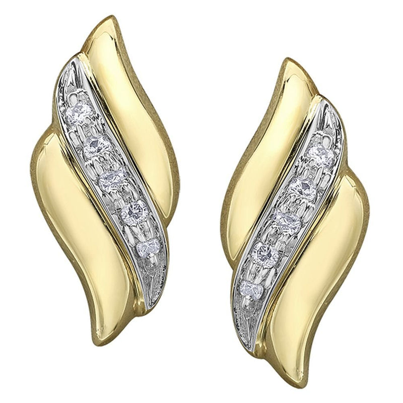 9ct Yellow Gold Swirl Leaf Diamond Stud Earrings .10ct69807-E687/10-10