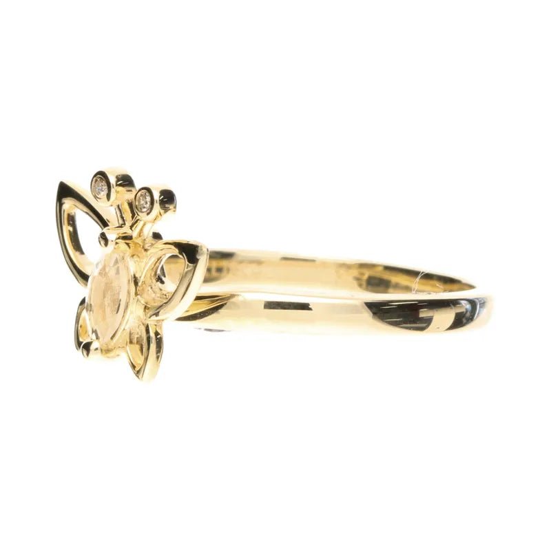 9ct Yellow Gold White Topaz & Diamond Butterfly Ring274812