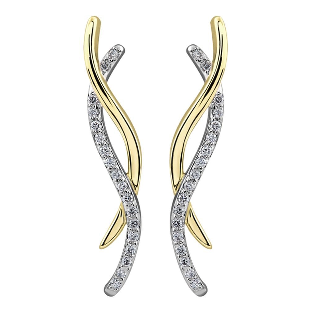 9ct Yellow Gold Woven Flow Diamond Drop Earrings .20ct69807-E2066YW/20-10