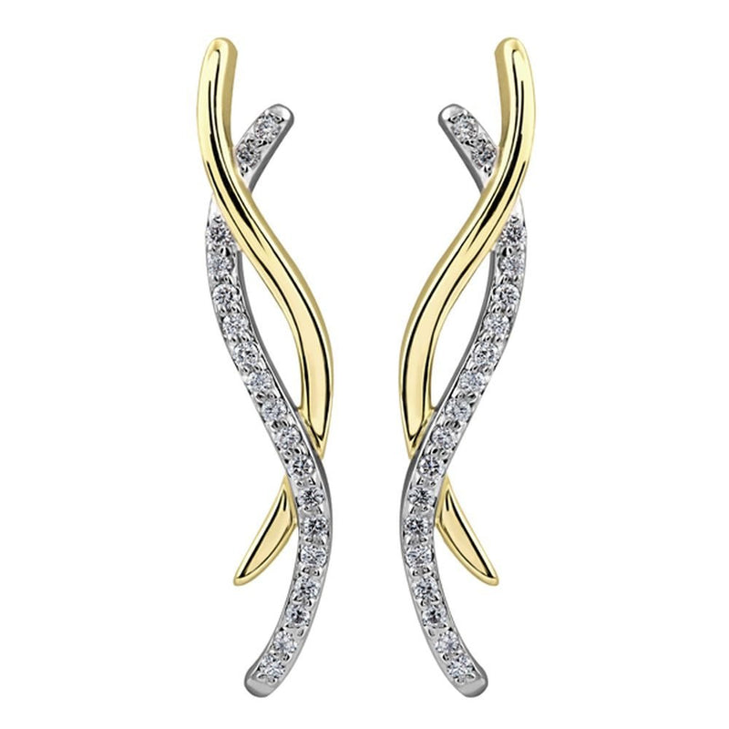 9ct Yellow Gold Woven Flow Diamond Drop Earrings .20ct69807-E2066YW/20-10