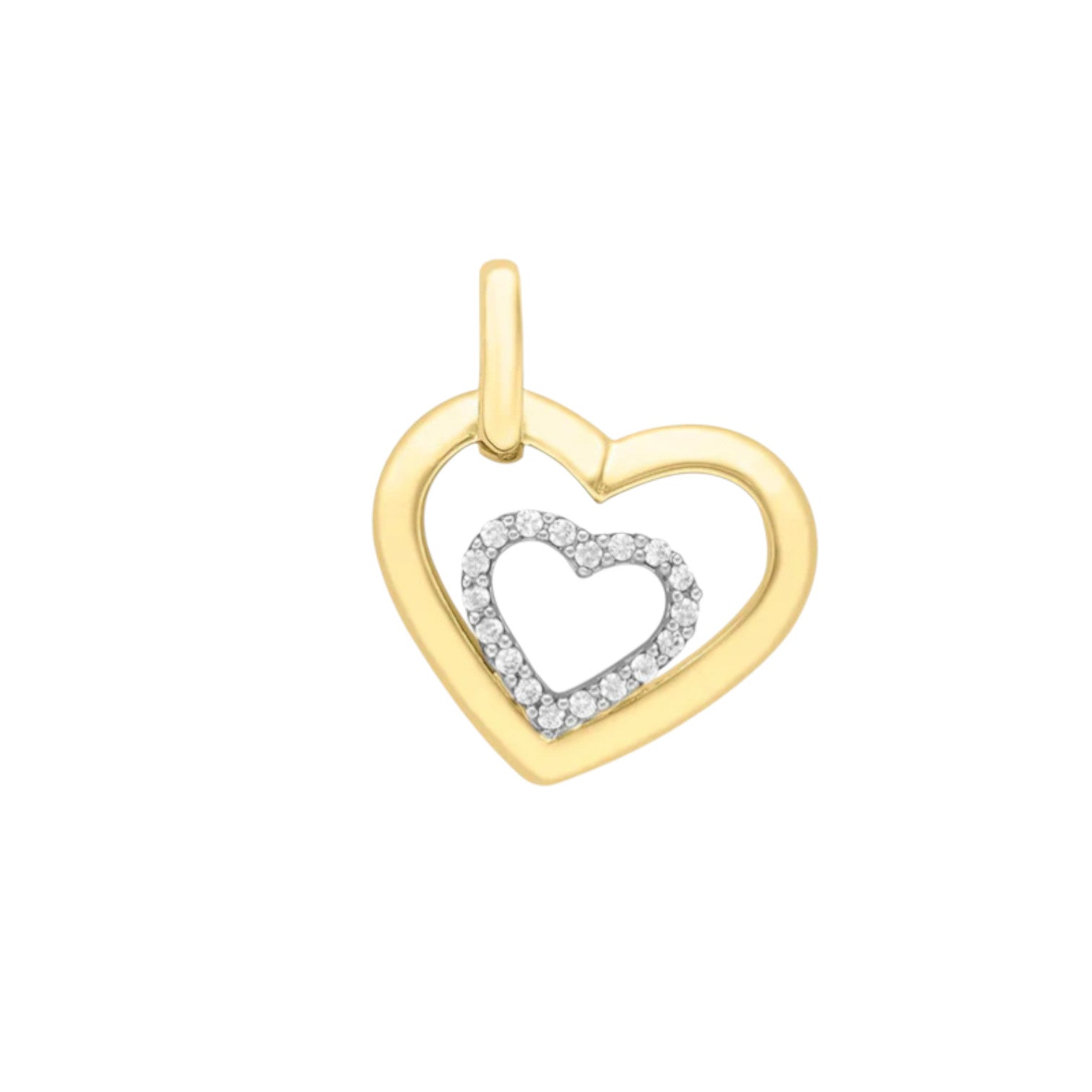 9ct Yellow & White Gold 2 Heart Pendant