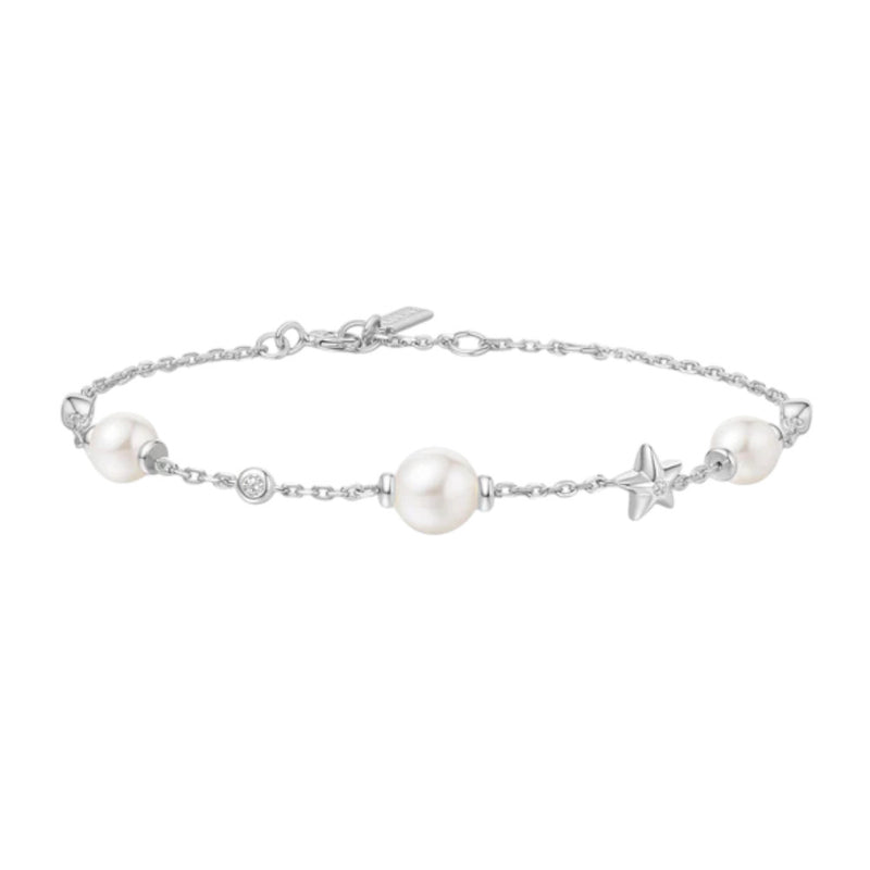 Ania Haie Silver Shell Pearl And Star Station Bracelet B065-05H