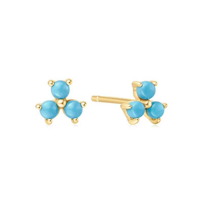 Ania Haie Gold Lab Created Turquoise Lotus Stud Earrings E063-04G