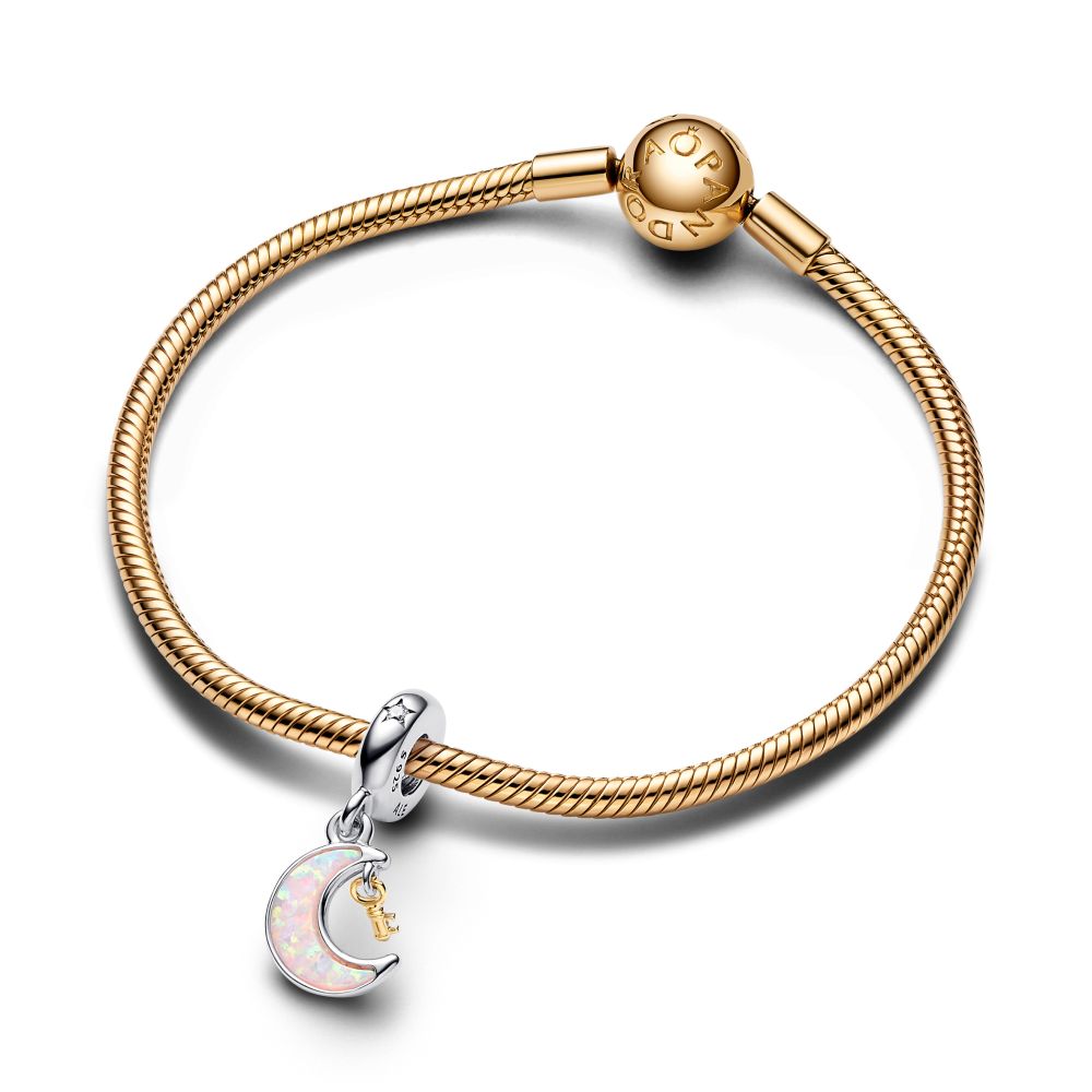 PANDORA Two-tone Key & Moon Dangle Charm 762985C01