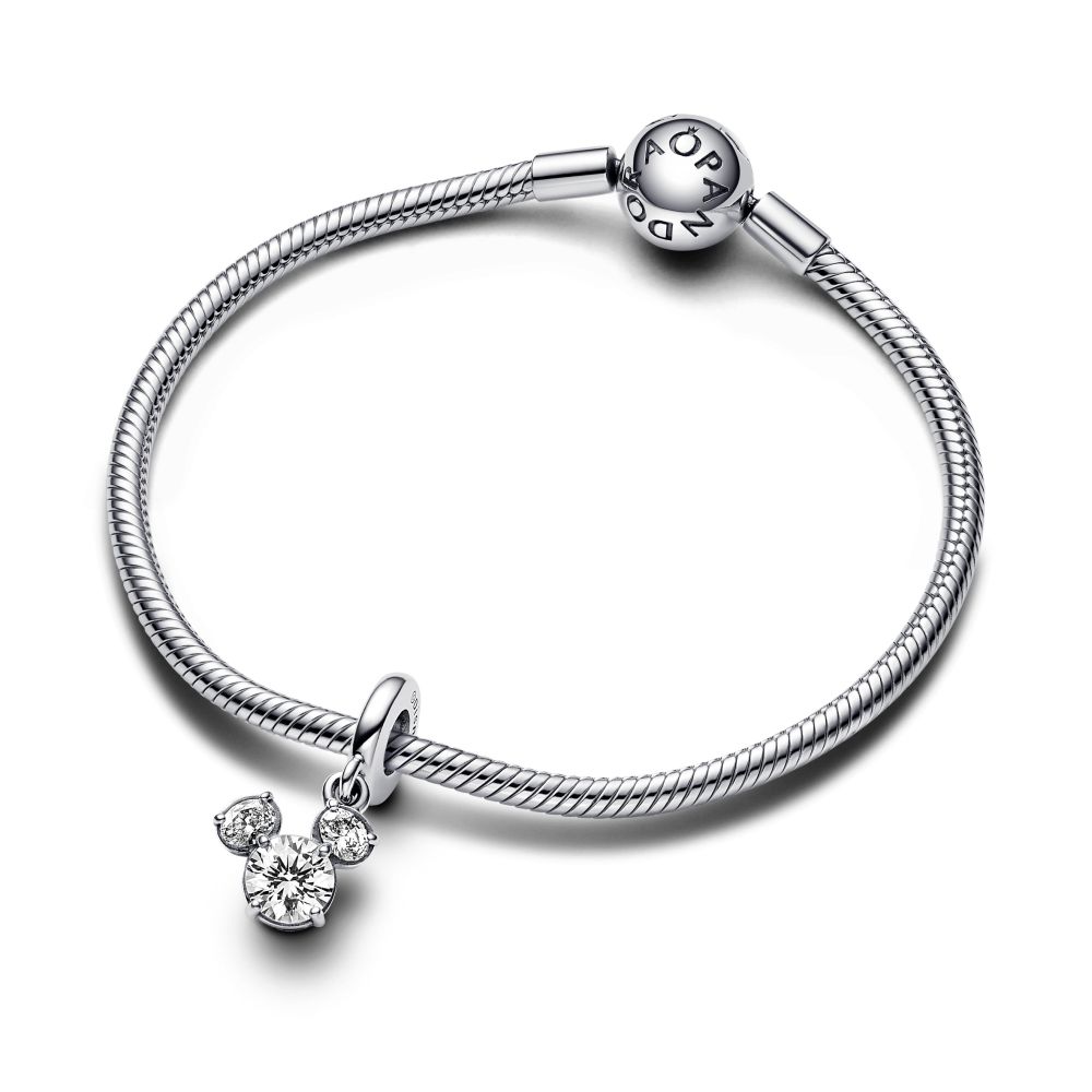 PANDORA Disney Mickey Mouse Sparkling Head Silhouette Dangle Charm 793031C01