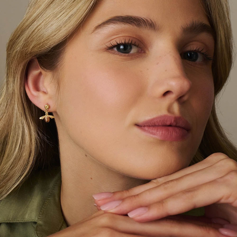 Clogau Nature's Wonder 9ct Solid Gold Honey Bee Drop Earrings with Citrine HNBDE