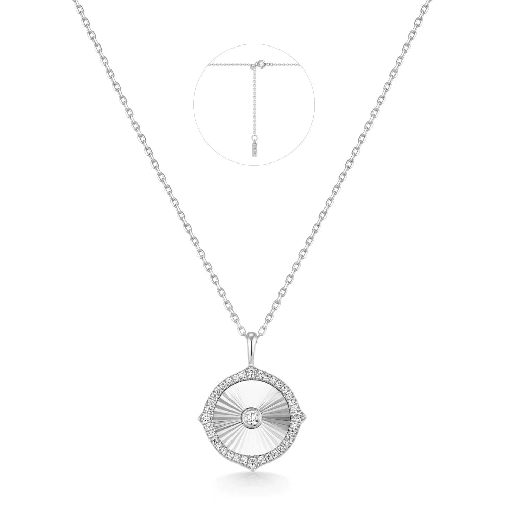 Ania Haie Silver Diamond-Cut Sunny Disc Necklace N072-04H