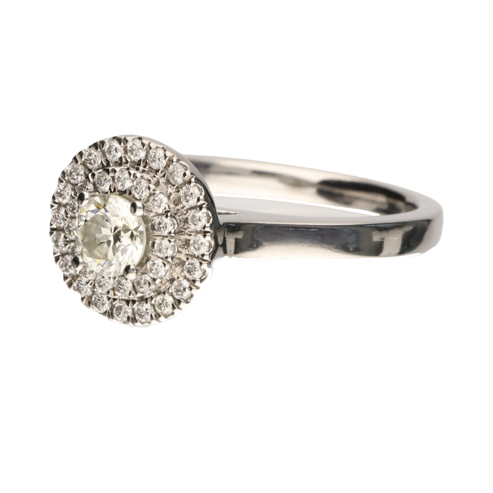 Pre-Owned 9ct White Gold Diamond Halo Cluster Ring.