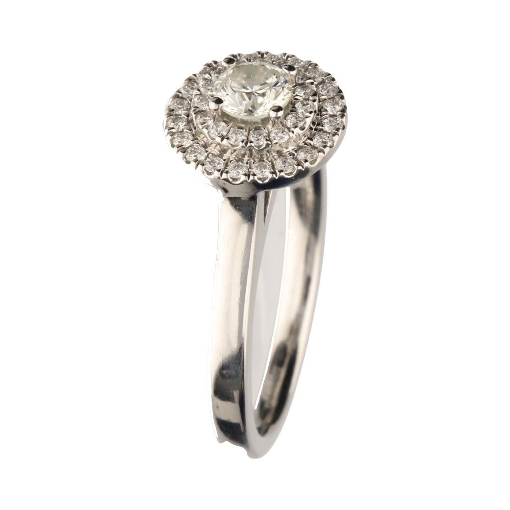 Pre-Owned 9ct White Gold Diamond Halo Cluster Ring.