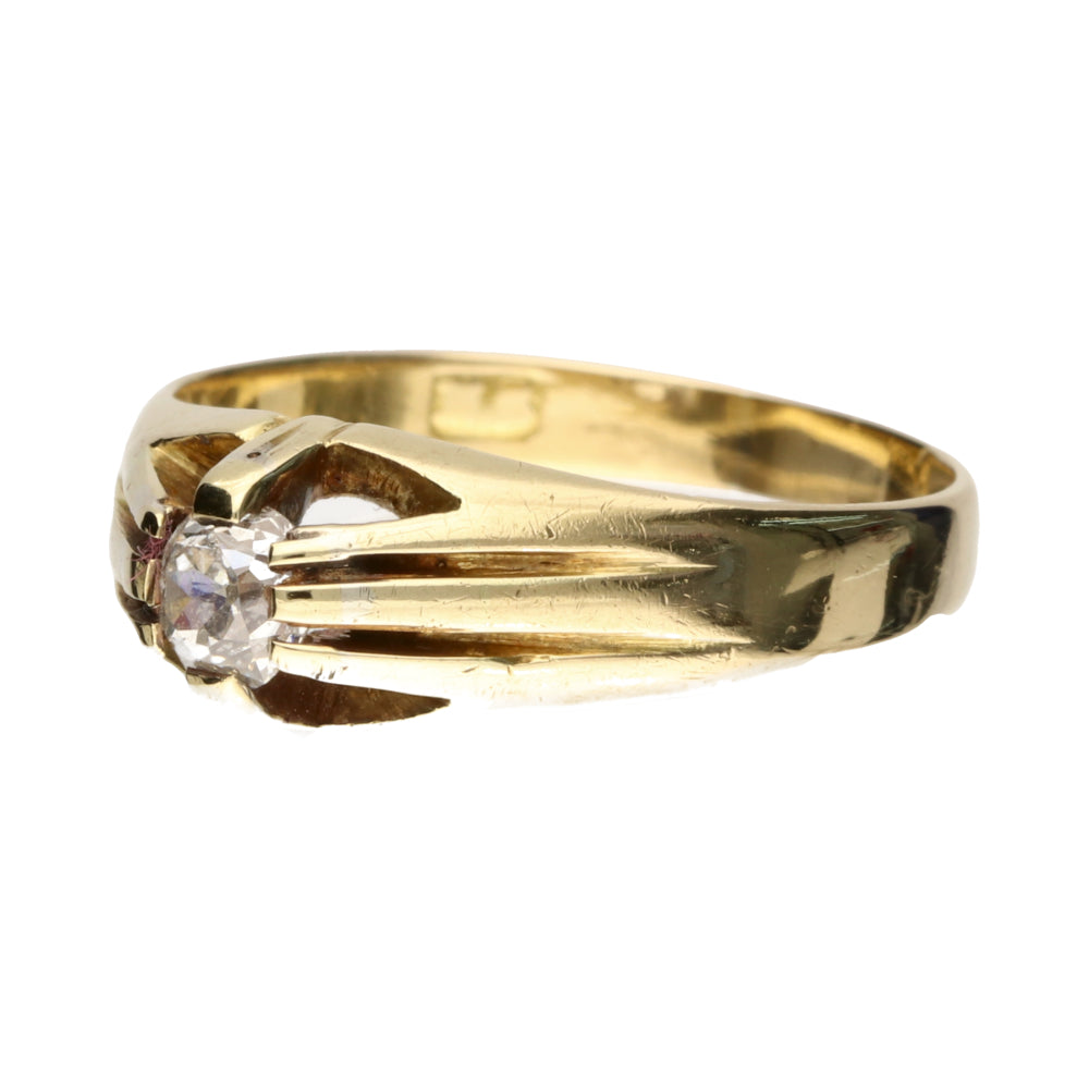 Pre-Owned 18ct Yellow Gold Diamond Solitaire Belcher Ring