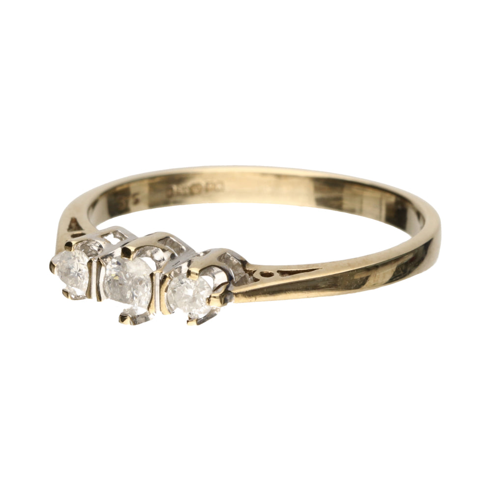 Pre-Owned 9ct Yellow Gold Diamond Trilogy Ring