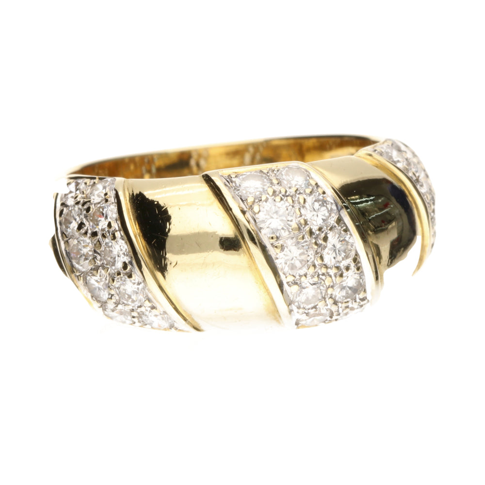 Pre-Owned 18ct Yellow Gold Diamond Pave Dome Ring