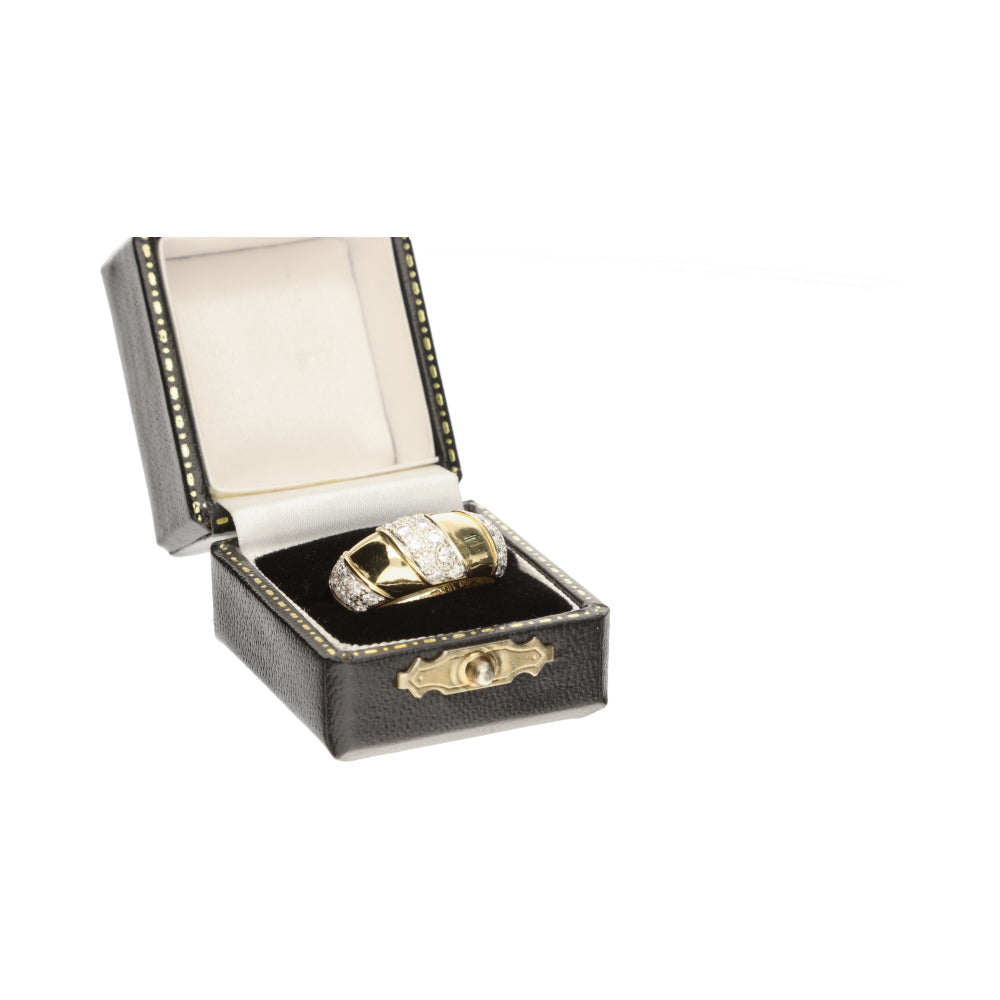 Pre-Owned 18ct Yellow Gold Diamond Pave Dome Ring