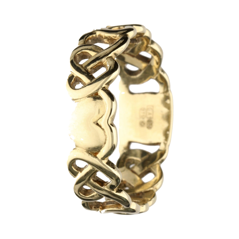 Pre-Owned 9ct Yellow Gold Openwork Woven Heart Band Ring