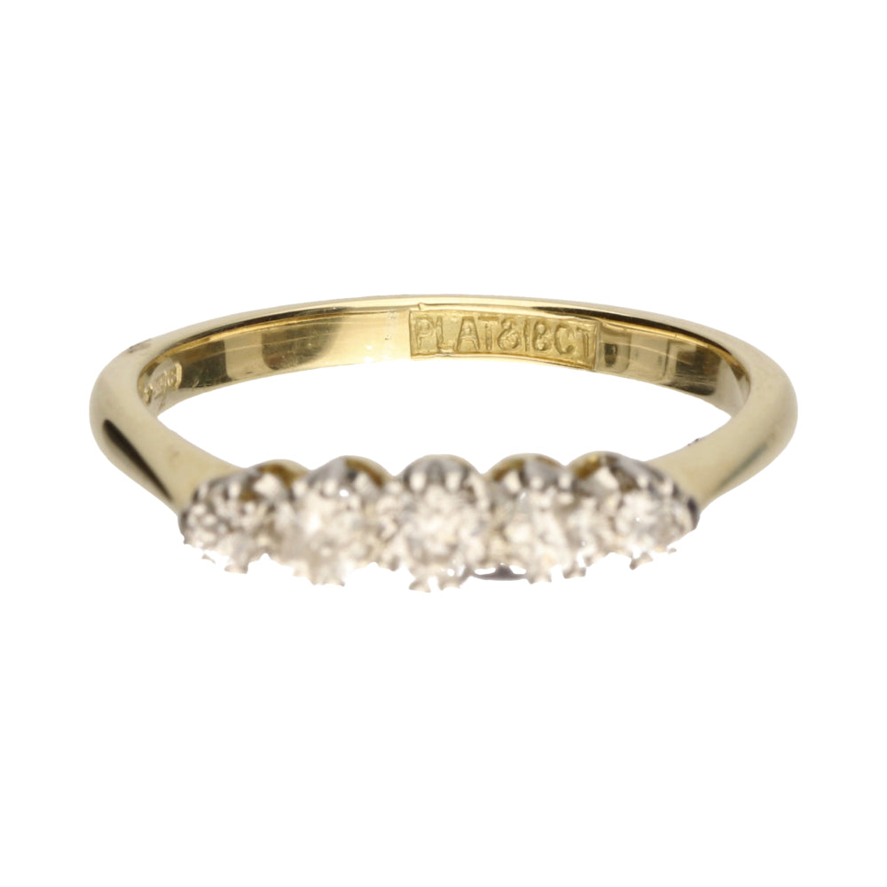 Pre-Owned 14ct Yellow Gold Graduated 5 Stone Diamond Ring