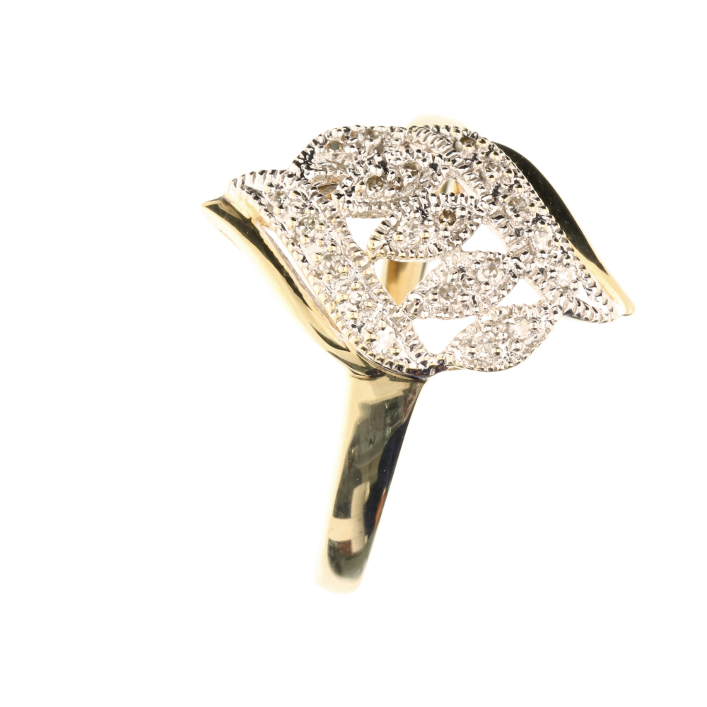 Pre-Owned 9ct Yellow Gold Vintage Openset Diamond Cluster Ring