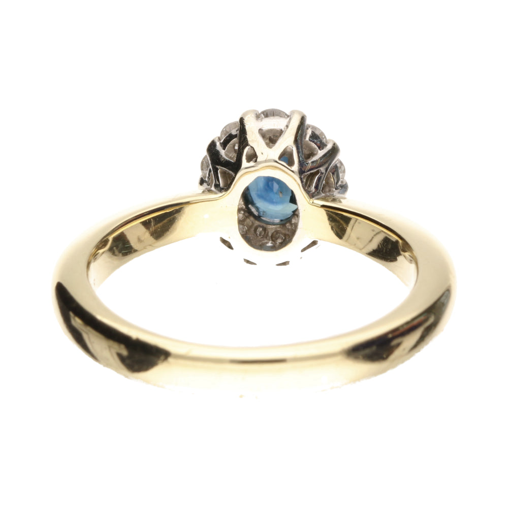 Pre-Owned 18ct Yellow Gold Sapphire & Diamond Oval Cluster Ring