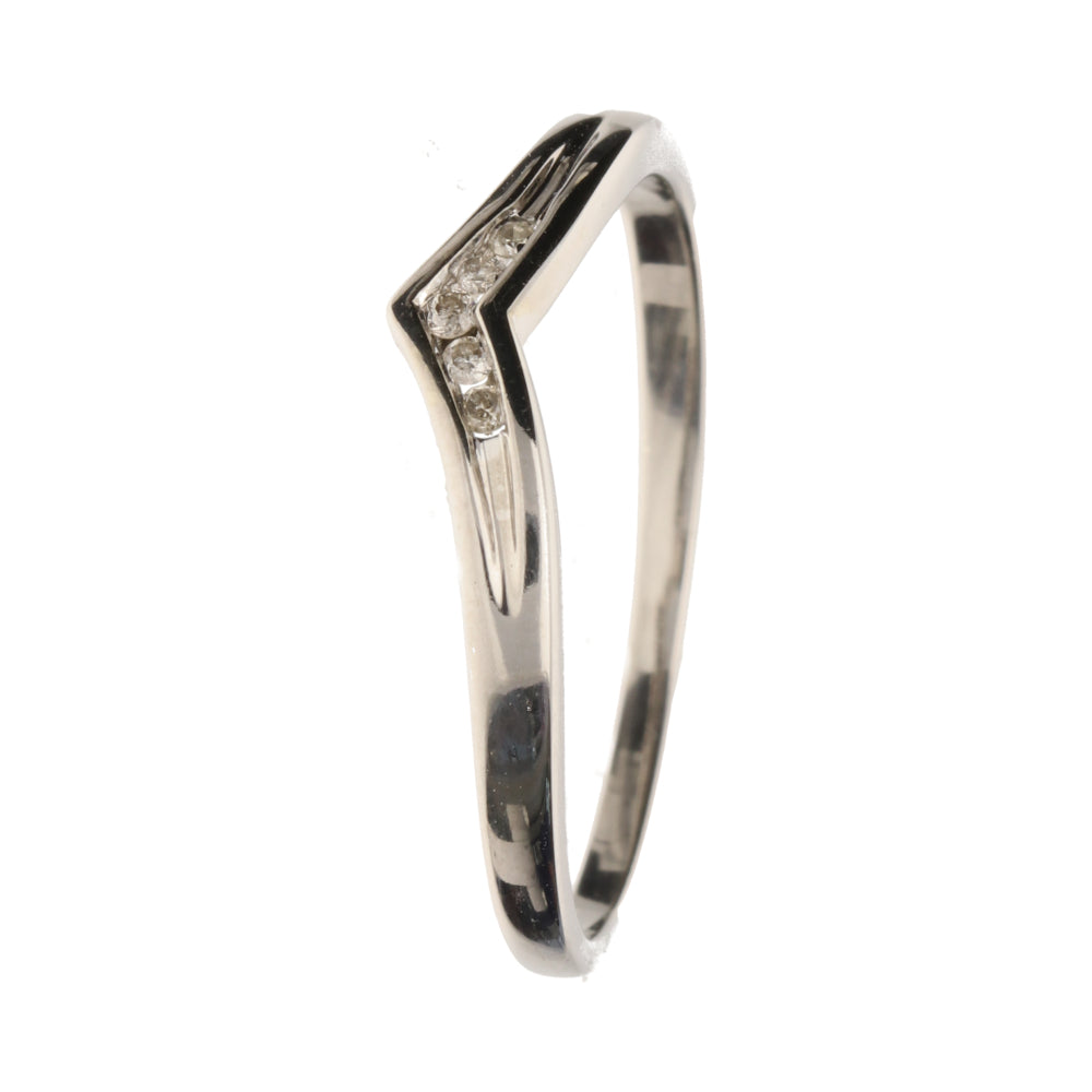 Pre-Owned 9ct White Gold Diamond Set Wishbone Ring