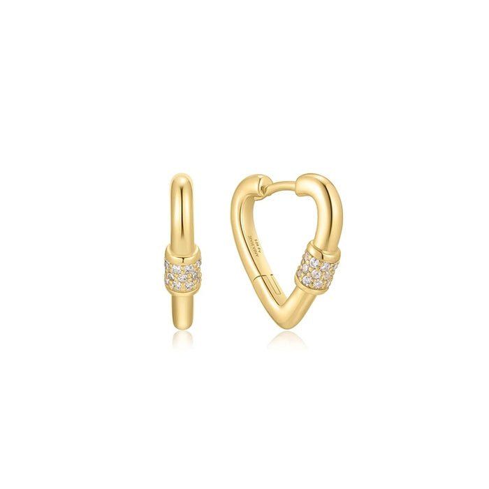 Ania Haie Gold Heart Clasp Huggie Hoop Earrings E069 - 05GE069-05G