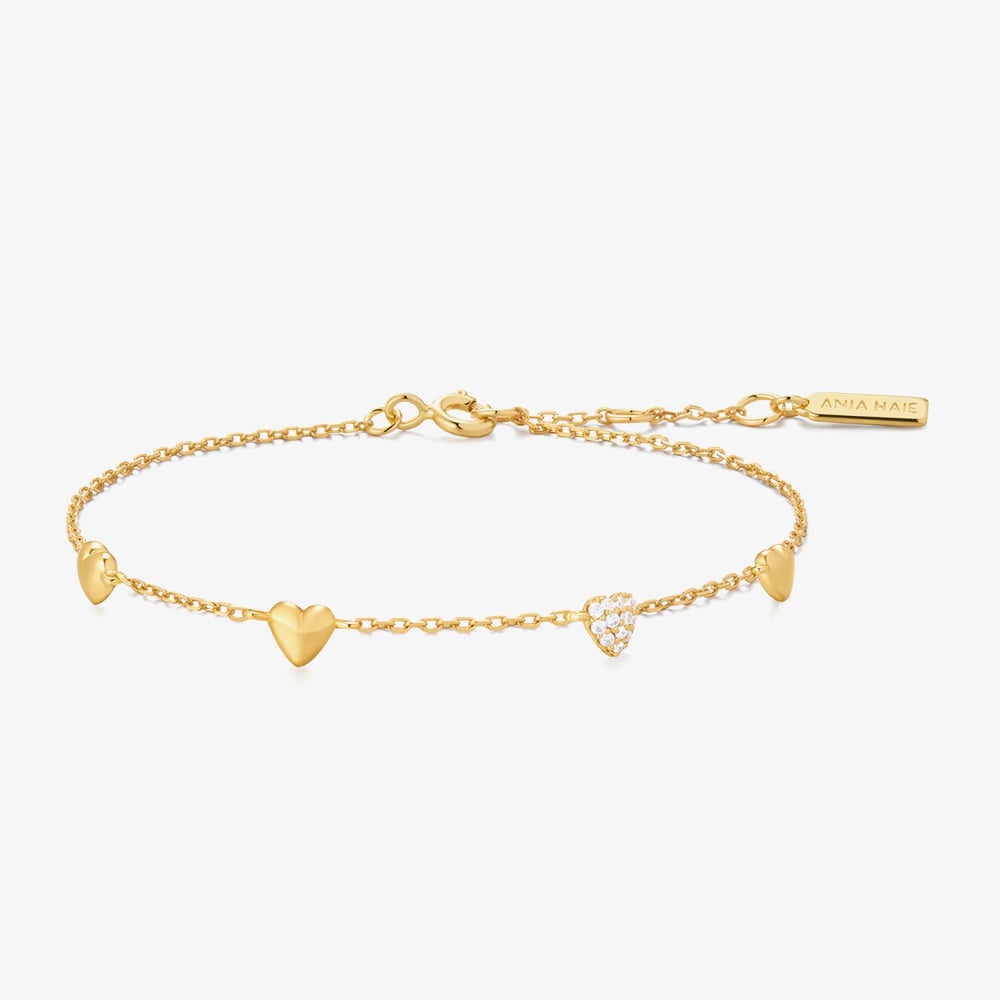 Ania Haie Gold Pave Puffed Heart Station Bracelet B074-06GB074-06G