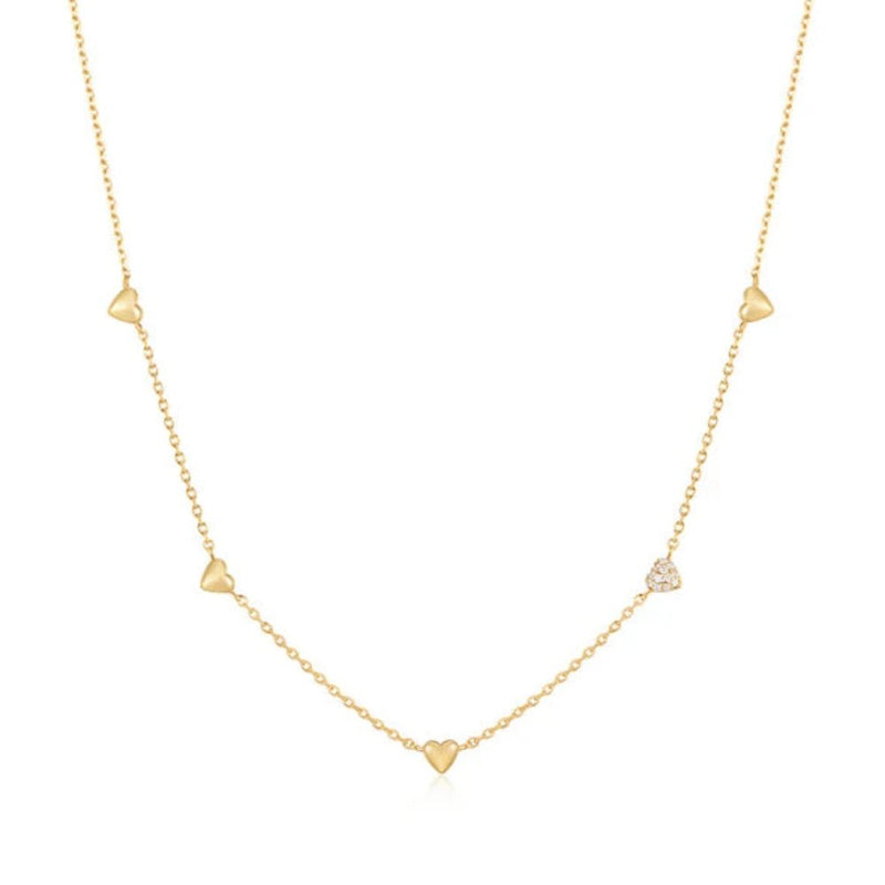 Ania Haie Gold Pave Puffed Heart Station Necklace N074-05GN074-05G
