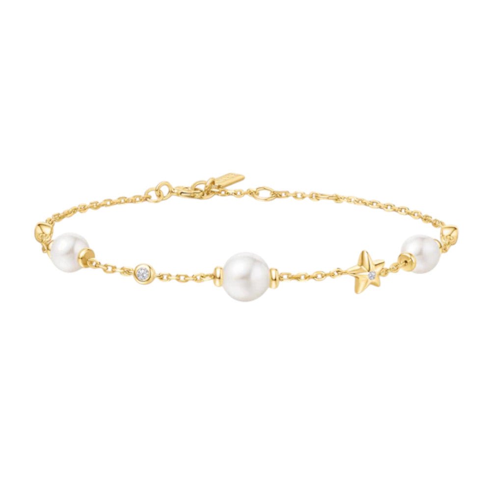 Ania Haie Gold Shell Pearl And Star Station Bracelet B065 - 05GB065-05G