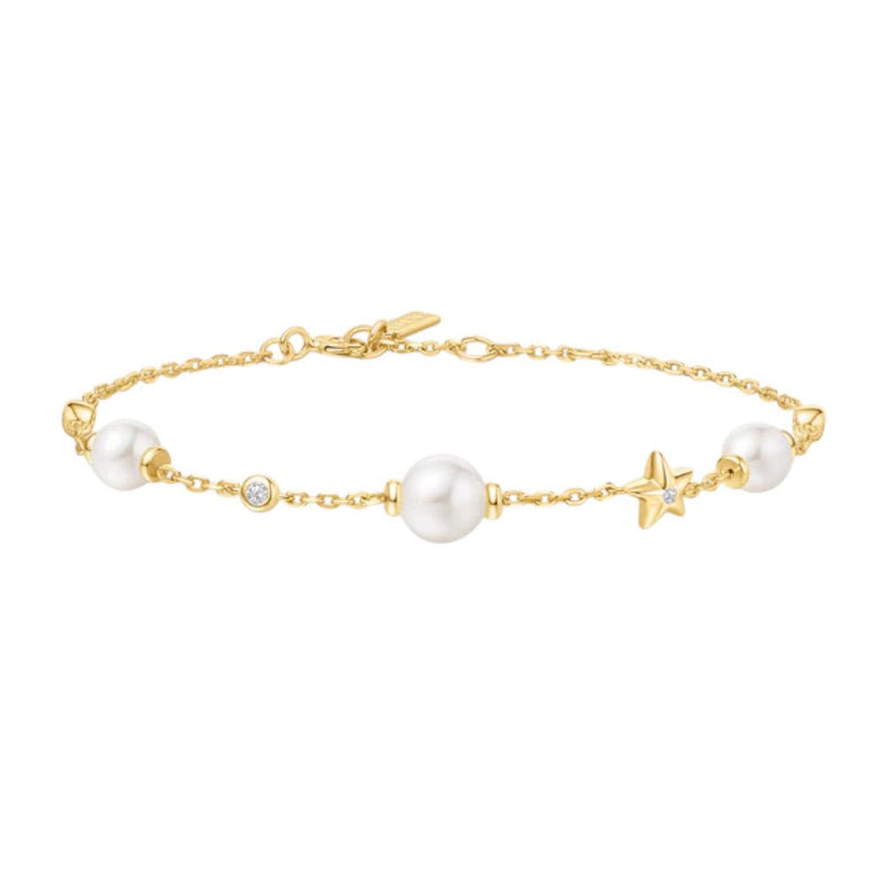 Ania Haie Gold Shell Pearl And Star Station Bracelet B065 - 05GB065-05G