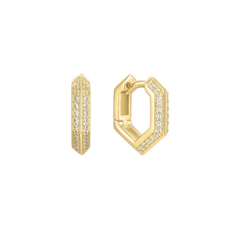 Ania Haie Gold Sparkling Shield Huggie Hoop Earrings E067-06GE067-06G