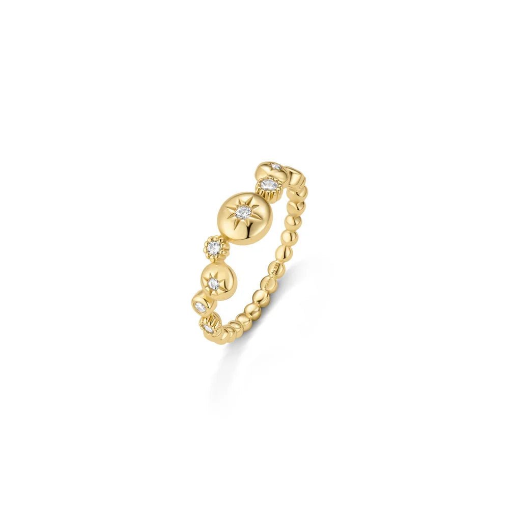 Ania Haie Gold Starburst Zig-Zag Beaded Ring R074-02G-56R074-02G-56