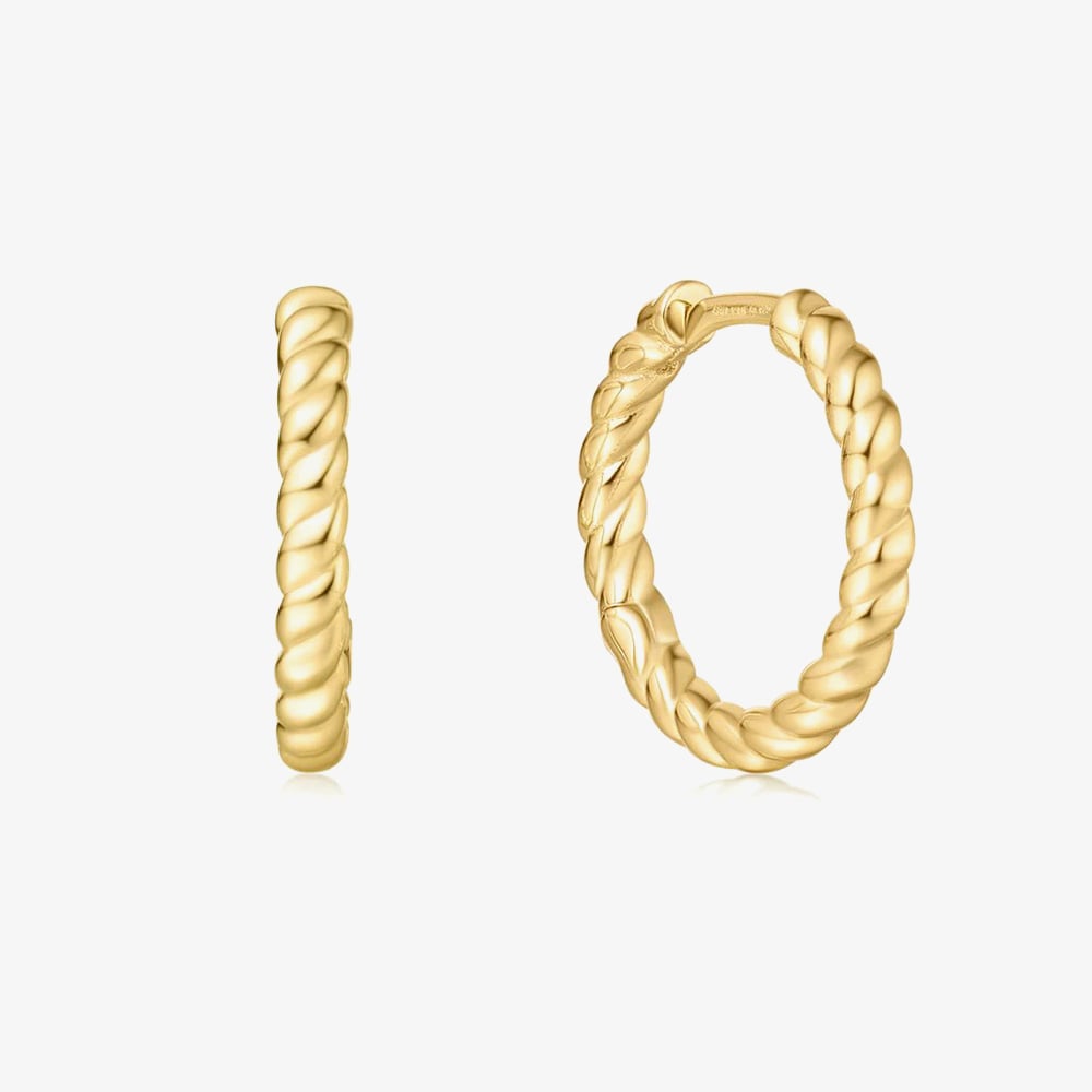 Ania Haie Gold Texture Medium Huggie Hoop Earrings E063-05GAPP-E063-05G