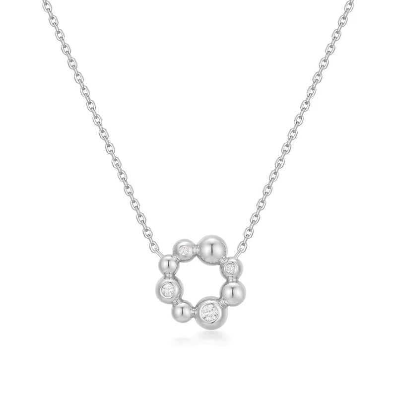 Ania Haie Silver Asymmetric Beaded Circle Necklace N066 - 03HN066-03H