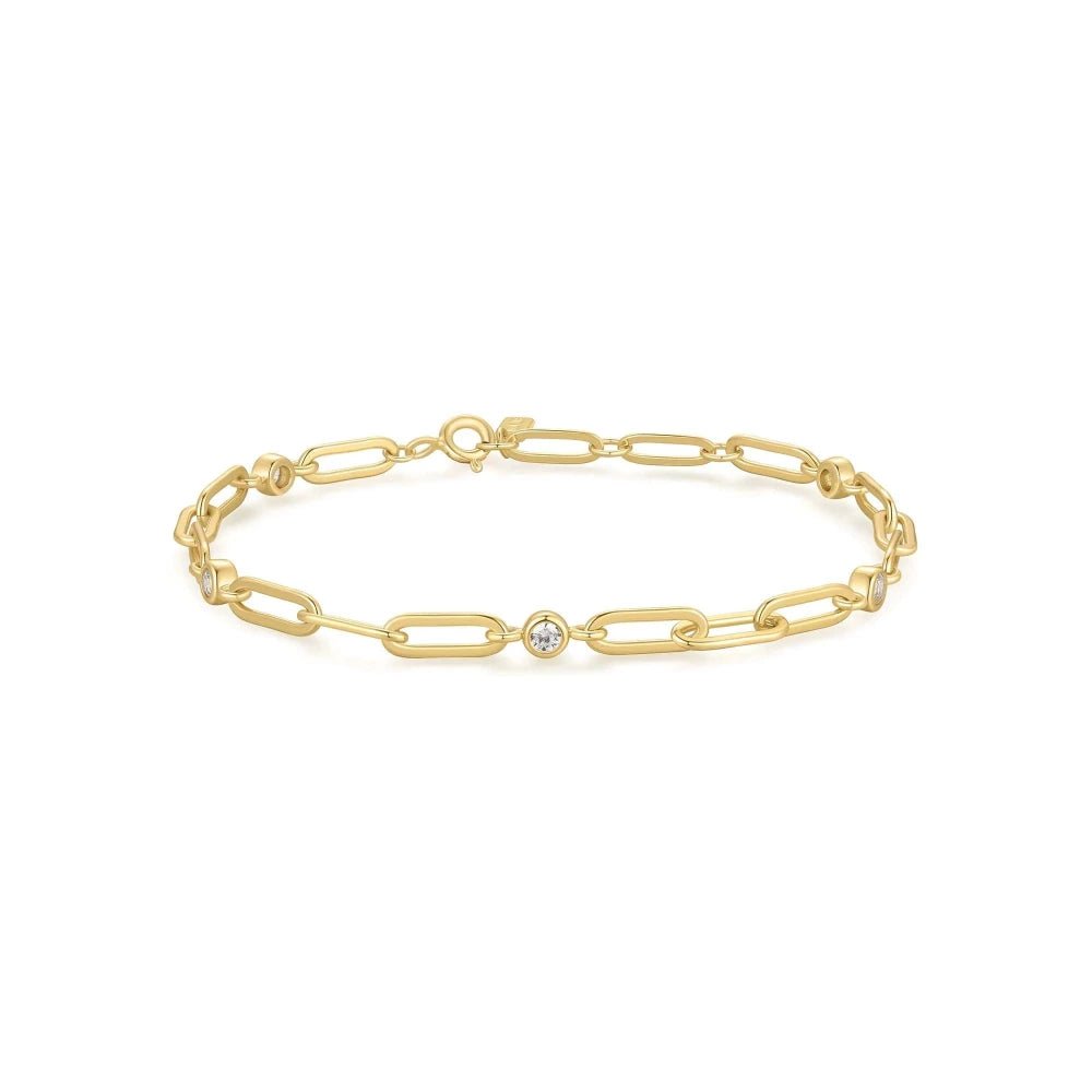 Ania Haie Silver Bezel Station Paper Clip Chain Bracelet B069-01GB069-01H