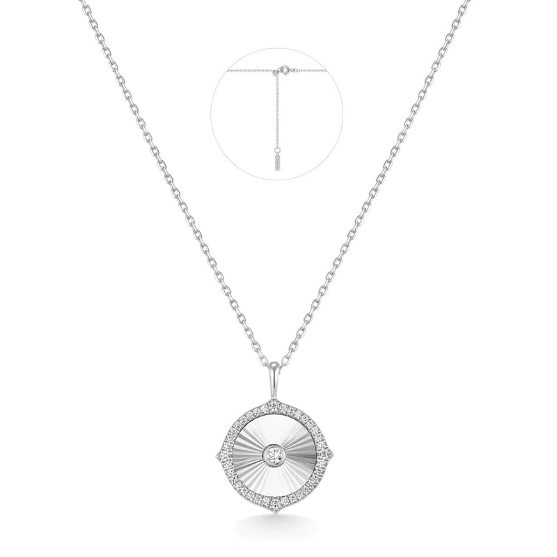 Ania Haie Silver Diamond-Cut Sunny Disc Necklace N072-04HN072-04H