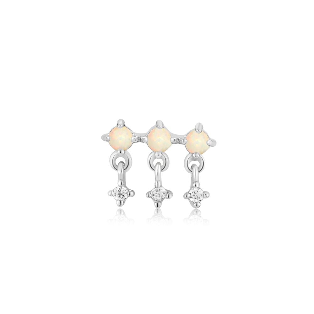 Ania Haie Silver Kyoto Opal Drop Sparkle Barbell Single Stud Earring